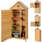 RELAX4LIFE Abri de Jardin en Bois 80x45x177cm, Cabane de Jardin Bois avec 5 Étagères et Compartiment, Porte Verrouillable, Toit Galvanisée Anti-humidité, Cabanon à Outil