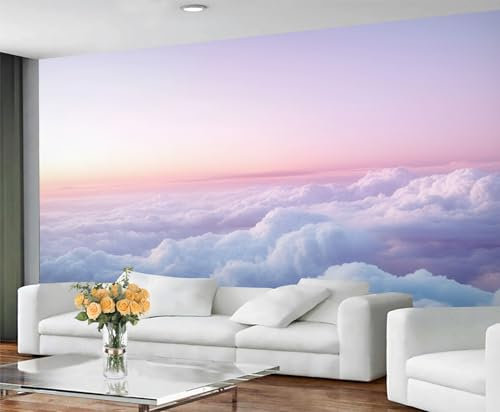 GIVLWF Cloud Wallpaper, Purple Sky Bedroom Wallpaper, Luxury Clouds Wall Paper for Living Room, Not Self Adhesive Sky Cloud Wall Mural, Landscape Large Mural & Room Decor