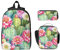 Cactus Flower Backpack Set for Girls Boys with Lunch Bag Pencil Case Cacti Floral 3 Pieces School Bags Insulated Lunchbox Gifts for Women Men