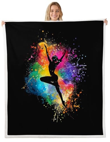 Homewish Gymnastik Kinder Kuscheldecke 150x200cm Gymnast Decke Gymnastik Liebhaber Fleecedecke für Teenager,Jungen Mädchen Erwachsene Pailletten Tanzer Bett Sofa Couch Dekorative Decken
