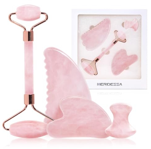Jade Roller & Gua Sha Set for Face – 4PCS Natural Facial Massage Tools