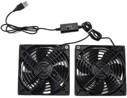 Ludom Ventilador USB de 80 mm Dual 5 V USB Raffreddamento PC Ventole 1600-2600RPM 32CFM Mini Ventilatore con Griglie Metalliche por TV Box/Router