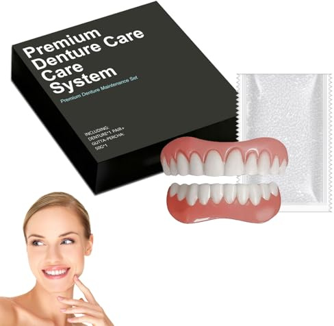 Neuheit Zahnersatz, Zahnprothesen, Zahnersatz Prothese Komplett, Custom-Fit Full Functional Dentures Set, Snap On Veneers Teeth, Soft And Comfortable, Easy To Use (1pcs)