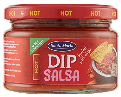 Santa Maria Dip Salsa, Salsa Piccante Al Pomodoro, Con Aglio E Jalapenos, Ideale Come Accompagnamento Alle Tortilla Chips, Per Condire Verdure Fresche O Bruschette, Gusto Corposo E Deciso, 250 g
