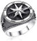 MATERIA Herrenring Kompass Silber 925 breit - Siegelring Herren Ringe 20,7mm Windrose Nautischer Stern antik schwarz SR-15-65