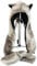 powerking Loup Chapeau d'animal, 3 en 1 Fonction Pleine Capuche Animale Chapeau Cache-Bonnet avec écharpe Chaude Mitaines Oreilles et Pattes