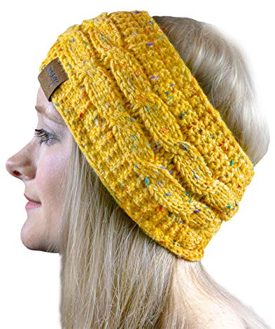 cosey Damen Gesprenkelt Gelb Winter-Stirnband, Einheitsgröße