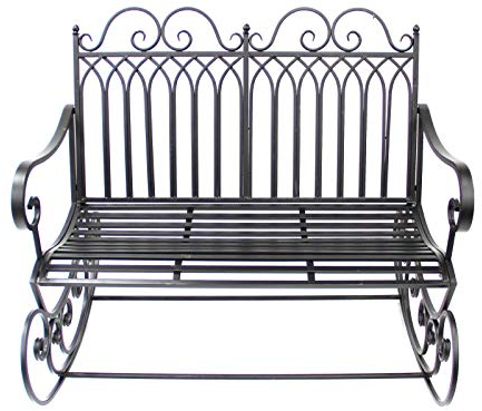 SK Style Metall-Schaukelbank im Garten, klassisches Design in Schwarz