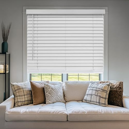 CHICOLOGY Faux Wood Blinds , Window Blinds , Wood Blinds , Window Shades , Window Treatments , Blinds & Shades , Window Shades For Home , Wooden Blinds , Basic White , 46W X 36H