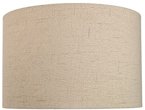Contemporary and Sleek 14 Inch Taupe Linen Fabric Drum Lamp Shade 60w Maximum | 35cm Diameter | for Table/Floor Lamp or Pendant by Happy Homewares