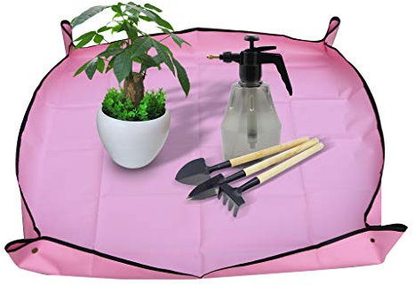 Ymeibe Tapis de repotage pliable pour plantes d'intérieur en tissu Oxford et PVC imperméable pour plantes de jardin Rose