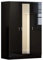 FWStyle 3 Door Modern Mirrored Wardrobe Black High Gloss Bedroom Furniture. Matt Black Frame