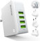 Multiple Chargeur Mural USB, MANTO 4.4A/22W 4 Ports Chargeur USB, Adaptateur De Voyage International Pliable pour iPhone, Samsung, LG, HTC et Autres