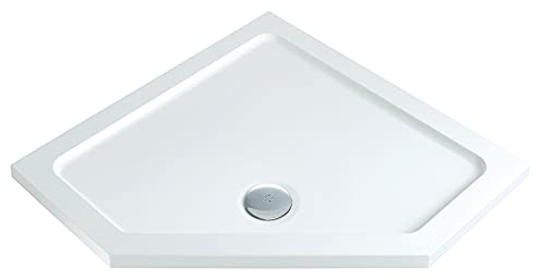 Tudor Bathroom Low Profile Stone Resin Acrylic Corner White Shower Tray- 900 x 900