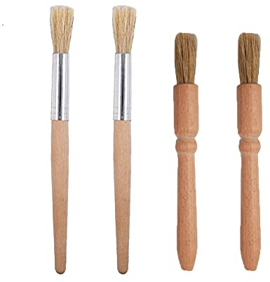 4 Stuck Kaffeepinsel, Kaffeemühle Reinigungsbürste Holz Kaffeemühle Bürste Espressobürste für Handkaffeemaschine Reinigung Professionelle Barista Espressomaschine Zubehör