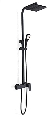 Duschsystem Regendusche Duschset mit Handbrause Dusche Kopfbrause 304 Edelstahl Duscharmatur uschkopf 20 * 20CM mit Handbrause, Chrom für Durchlauferhitzer und Niederdruck-Boiler geeignet.