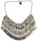 YAZILIND Retro Münzform Quaste Anhänger Chunky Halskette Bohemian Ethno Stil Pullover Kette Damen Schlüsselbein Kette Schmuck(Silber)