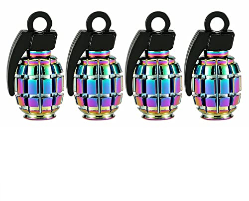WLDOCA 4 STÜCKE Regenbogen Farbe MTB Fahrrad Schrader Ventilkappe Aluminiumlegierung Auto Motorrad Felge Reifen Vorbau Staubschutz,1