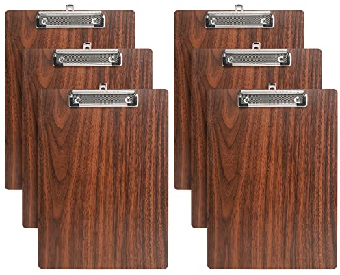 Klemmbrett Holz A5,6 Stück Schreibbrett Klemmbretter mit Metalklemme, Schreibplatte Clipboard Zwischenablage