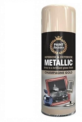 SuperGift.com 400ml Multipurpose Metallic Aerosol Spray Paint Quick Drying Spray For Fast Dry and Excellent Coverage for Metal, Wood, Plastic and More (Champagne Gold)