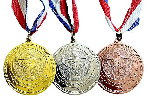 Eterspr Lot de 9 médailles en métal doré, argenté et bronze, pour décoration de fête de compétition, style olympique