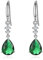 Sterling Silver Dangle Earrings for Women, Hypoallergenic Green Cubic Zirconia Teardrop Dangle Drop CZ Earring Jewellery Gifts for Girls, Silver