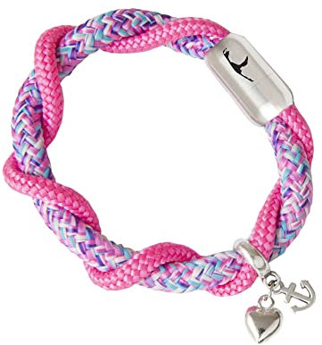 Paris Montana Das Original Boho Segeltau-Armband, Zweireihig Geflochten, Anker, Sylt Gravur, Herz Anhänger, Magnetverschluss, Durchmesser 8mm Ø (19.00, Sylt Gravur)