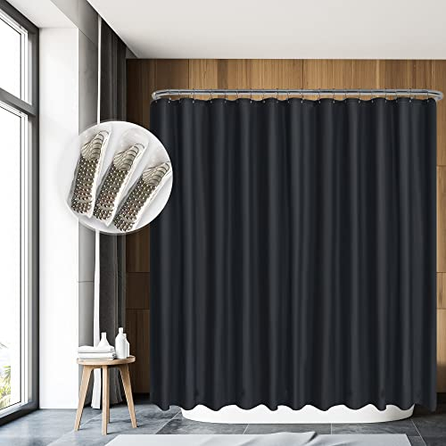Barossa Design Clawfoot Duschvorhang mit 12 Magneten – 36 Metallhaken im Lieferumfang enthalten, 457.2 cm Bx177.8 cm H zum Umwickeln, Metallösen – Schwarz, 180x70 cm