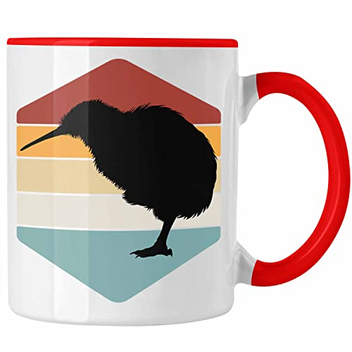 Trendation - Neuseeland Kiwi Tier Tasse Geschenk Auslandsjahr Newzeeland Geschenkidee Grafik (Rot)