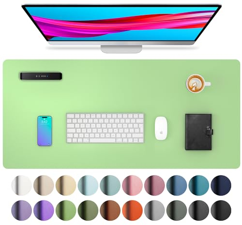 Aothia Schreibtischunterlage,Mauspad mit Leder und Rutchfeste Wildleder,Multifunktionales Office Mousepad Laptop Schreibunterlage,Tisch-Schutz Unterlage für Büro/Home-Office(Schaumgrün,80x40cm)