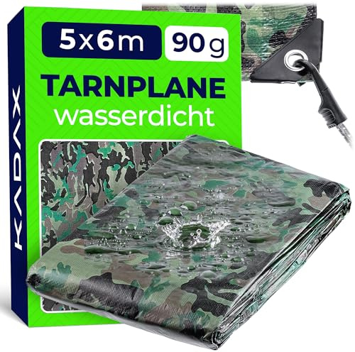 KADAX Abdeckplane Moro, Gewebeplane in verschiedenen Größen, Schutzplane aus robusten Material, strapazierfähige Abdeckung mit Ösen, Plane für Pool (5m x 6m)