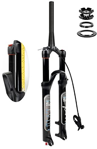 UKALOU 26 27.5 29 Pollici Forcella Ammortizzata per Mountain Bike 160mm Forcella MTB da Viaggio 1-1/8 Forcelle pneumatiche per Bicicletta per Ciclismo in Discesa - Nero