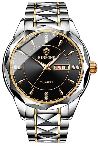 Tiong Uhren Herren，Schwarze Herren-Quarzuhr mit Kalenderzifferblatt, Wasserdicht, Leuchtender Zeiger,Modische Geschenk für Männer