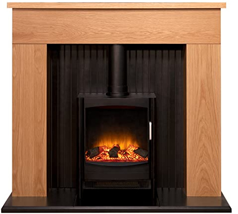Adam Innsbruck Stove Fireplace in Oak with Keston Electric Stove, 45 Inch