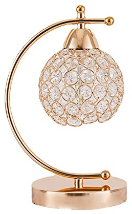 Mengjay Nordic Kristall Tischlampe, Dekorative Nachttischlampe, E27 Sockel Dekorative Nachtlampe, Tischleuchten für Wohnzimmer, Schlafzimmer, Esszimmer (Gold)
