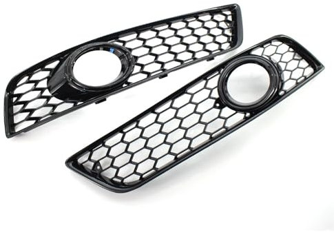 EVERETTE Rejilla Delantera de Coche Brillante/cromada, Cubierta de Rejilla de Nido de Abeja, Parrilla de Malla Apta for A3 8P 2009-2013 8P0807682D, Cubierta de Rejilla de luz antiniebla(Glossy Black)