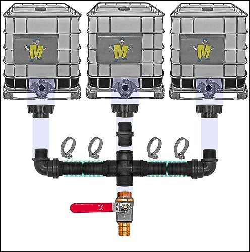 IBC Container Regen Wasser Tank Verbinder Kupplung Set11 - Ausführung für 3 IBC Tanks S60x6 + Kugelhahn1 Pos.2