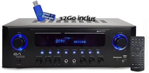 Amplificateur HiFi - Evidence Acoustics EA-5160-BT - Stereo 5.1 Karaoke 2x50W + 3x20W - Entrée USB SD AUX DVD FM+ clé USB