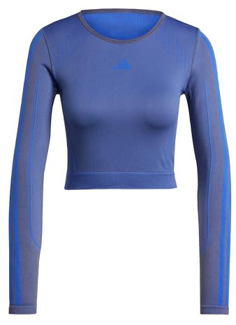 adidas Womens Knit Long Sleeve Gym Top Navy/Semi Blue 14