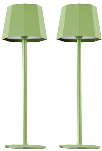 2 Stück LED Dimmbare Akku Tischlampe Kabellose, Wiederaufladbar Warme Lichtfarbe 3000K Tischleuchte Für Innen und Aussen mit USB-C, Tischlampe Outdoor IP54 Wasserdichte, Schwarz