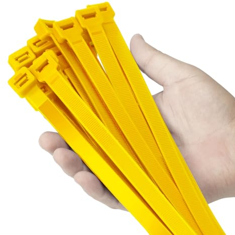 Armpow Kabelbinder, strapazierfähig, 113,4 kg, extra exklusive starke Kunststoffdrahtbinder, große Kabelbinder, extra lange Kabelbinder, für Innen- und Außenbereich, UV-beständig, 30,5 cm, Gelb, 100