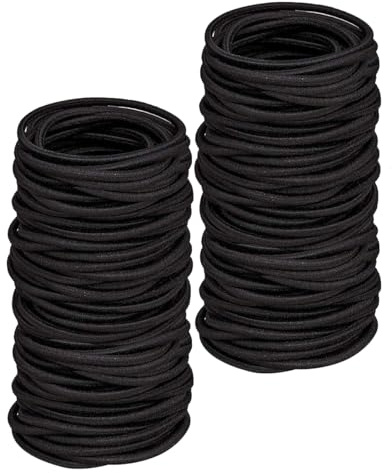 200 Stück kleine Haarschleifen, faltenfrei, elastisch, Pferdeschwanzhalter, Haarzubehör für Babys, Mädchen, Kleinkinder, Schwarz