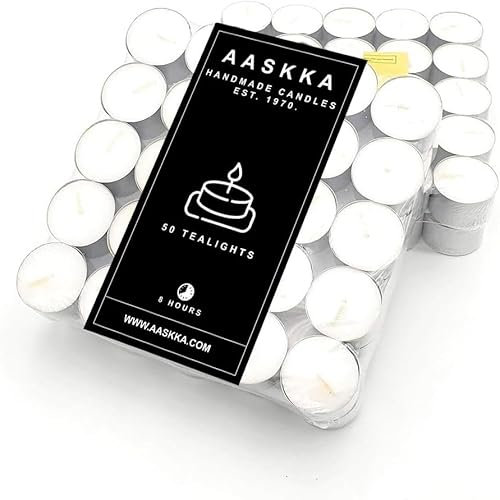 AASKKA AluCup Candele Tealight, confezione grande, durata 8 ore, candele AluCup di lunga durata