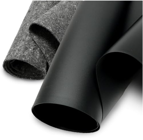 TeichVision - PVC Teichfolie - Stärke 1 mm - 6 m x 7 m und Teichvlies 500g / PVC Folie schwarz mit separatem passendem Vlies in grau