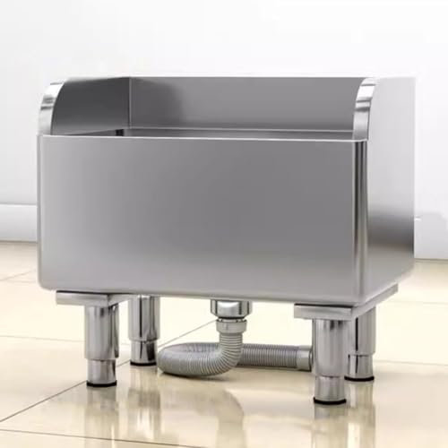 Sxlawesom Floor Mop Sink, Stainless Steel Mop Service Basin, Laundry Slop Sink, Floor Mount Mop Sink with Sink Drainage/Strainer(60x41x60cm)