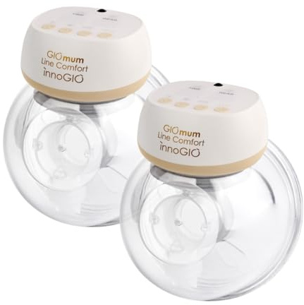 InnoGIO GIOmum Line Comfort Elektrische Doppelmilchpumpe, 9 Stufen, 2 Modi, Speicherfunktion, Freisprecheinrichtung, LED-Touchscreen, BPA-frei, automatische Abschaltung, Batterieanzeige.