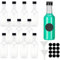 EuroChocolate: Set of 12 Clear Small Favourite Round Sample Bottles, 100ml, Reusable, Empty, Plastic, Juice Containers, with Stickers & Funnels, Ideal for Ginger Shots