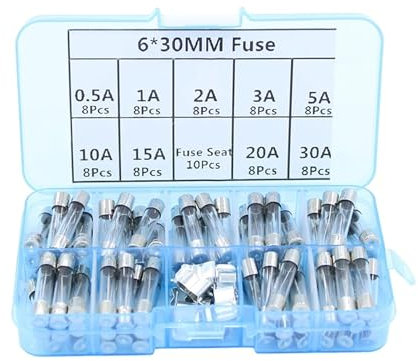 ZYHNYTAO Sicherung, 72 Teile/los 6 * 30mm Flinke Glasrohrsicherungen Sortiertes Kit Flinke Glassicherungen 250V