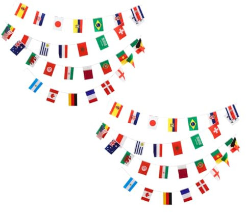 TOYANDONA 2stücke Länderflaggen Wimpel Dekorative Fußball-partydekoration Für Wm-events Buntes Flaggen-banner Für Garten Fenster Und Feierlichkeiten