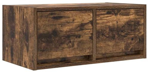 vidaXL smoked oak tv cabinet/engineered wood tv bench-modern wall-mount storage with drawers for living room and media devices - 60x31x25.5 cm
